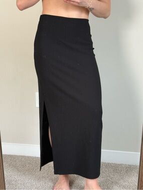 Muse Black Maxi Pencil Skirt with Side Slit Size Small